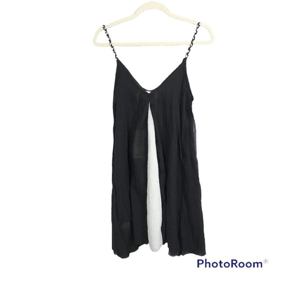 Elan black and white semi sheer sleeveless loose fit flowy tank top size… - Picture 2 of 4